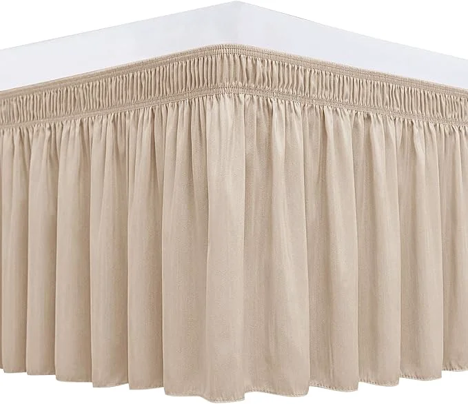 Smooth Biscaynebay Wrap Around Bed Skirts for King amp Cal King Beds 16 quot Drop Sand Adjustable Elastic Dust Ruffles Easy Fit Wrinkle Resistant Silky Luxurious Fabric Machine Washable High-Quality
