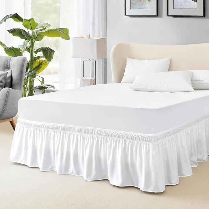 Casual FreshCulture Queen Bed Skirt Elastic Wrap Around Bed Skirt Queen Size Bed Skirts for Adjustable Bed Easy Fit with 22 Inch Drop Length Hotel Quality Dust Ruffle for Queen Bed White Trusted