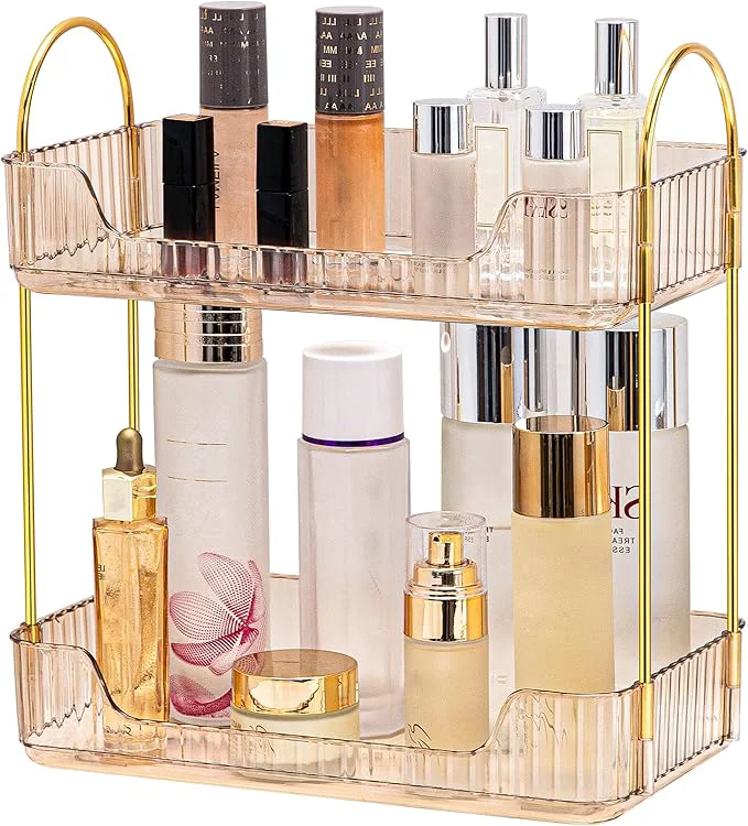 Eco-Friendly Akinbas 2 Tier Bathroom Organizer Countertop Makeup Perfume Tray Skincare Safe