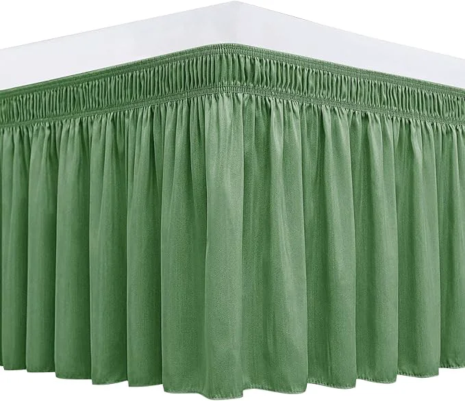 High-End Biscaynebay Wrap Around Bed Skirts for King amp Cal King Beds 19 quot Long Drop Sage Adjustable Elastic Dust Ruffles Easy Fit Wrinkle Resistant Silky Luxurious Fabric Machine Washable Recyclable