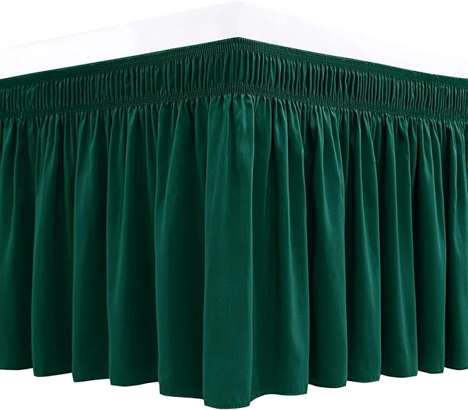 Clean Biscaynebay Wrap Around Bed Skirts for Queen Beds 15 quot Drop Christmas Hunter Green Adjustable Elastic Dust Ruffles Easy Fit Wrinkle amp Fade Resistant Silky Luxurious Fabric Machine Washable Functional