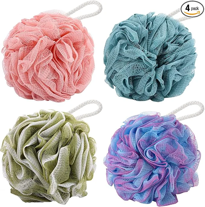 Carefully Designed BTYMS 4Pcs Loofah Sponge 60g pc Bath Puffs Shower Scrunchies Mesh Pouf Premium Material