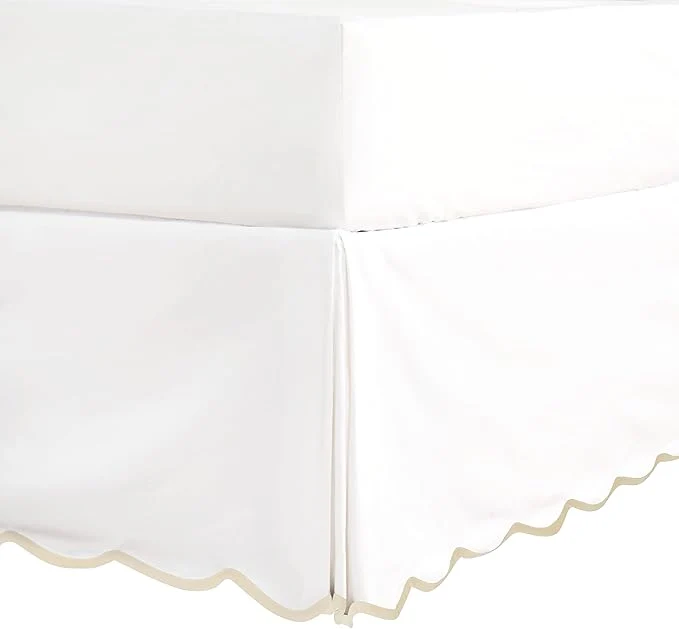 Fine Crafted HIG Off White Chic King Bed Skirt – Easy Fit Scallop Edge Pleated Bedskirts 14 Inch Drop Anti-Slip Dust Ruffle Thick Fabric for Enhanced Privacy Pre-Washed for Long-Lasting Use N60022 Reusable