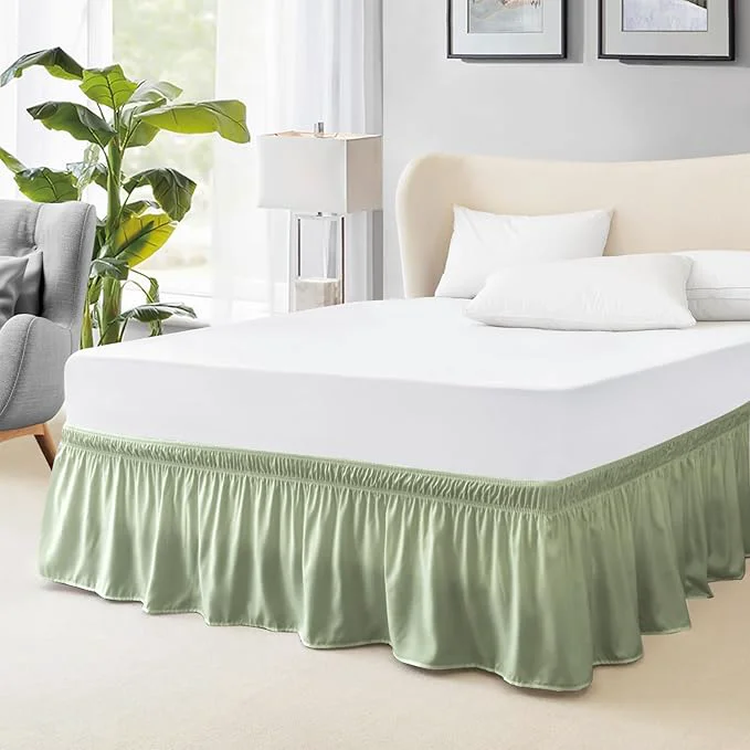 Healthy FreshCulture Twin Bed Skirt Elastic Wrap Around Bed Skirt Twin Size Bed Skirts for Adjustable Bed Easy Fit with 22 Inch Drop Length Hotel Quality Dust Ruffle for Twin Bed Sage Green Next-Generation