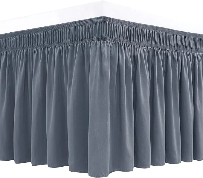 Unique Biscaynebay Wrap Around Bed Skirts for Twin amp Twin XL Beds 15 quot Drop Dark Grey Adjustable Elastic Dust Ruffles Easy Fit Wrinkle amp Fade Resistant Silky Luxurious Fabric Machine Washable Practical