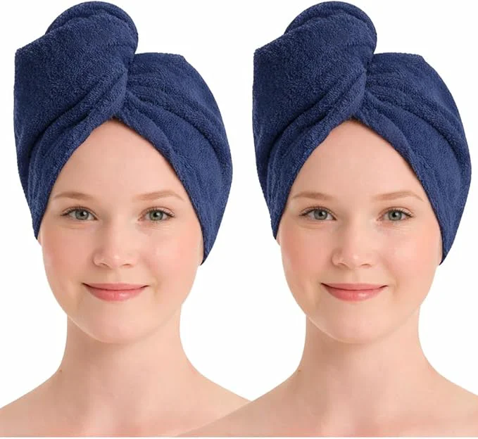Advanced Turkish Cotton Hair Towel Wrap 2 Pack – Oeko-TEX Quick Dry Turban Reliable
