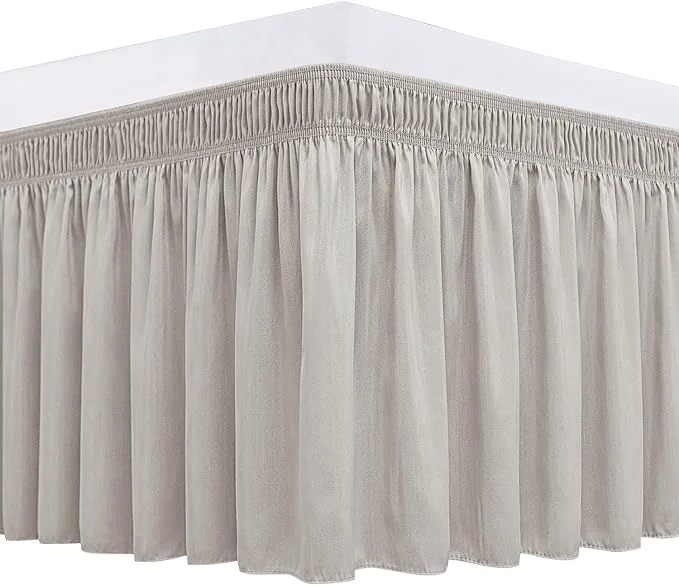 Authentic Biscaynebay Wrap Around Bed Skirts for King amp Cal King Beds 17 quot Long Drop Camel Grey Adjustable Elastic Dust Ruffles Easy Fit Wrinkle Resistant Silky Luxurious Fabric Machine Washable Stylish