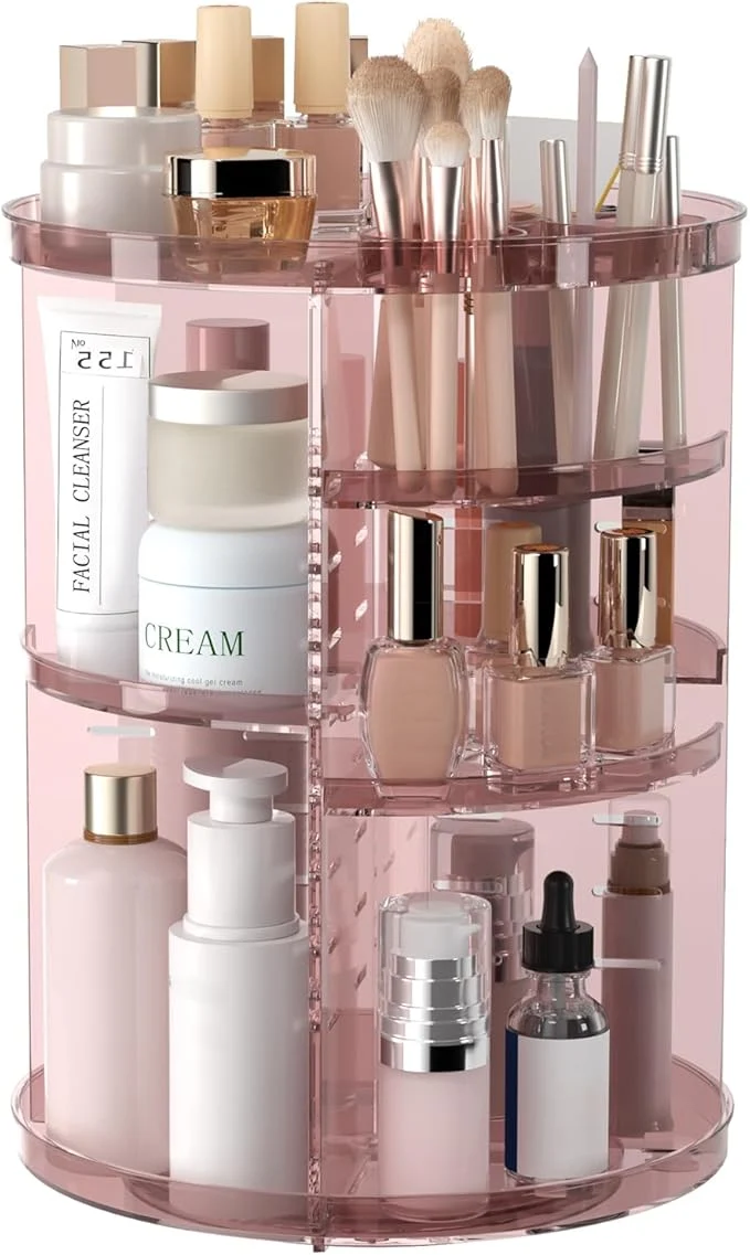 Luxury Rotating Makeup Organizer DIY 8 Adjustable Layers 360 Spinning Skincare Fine Crafted
