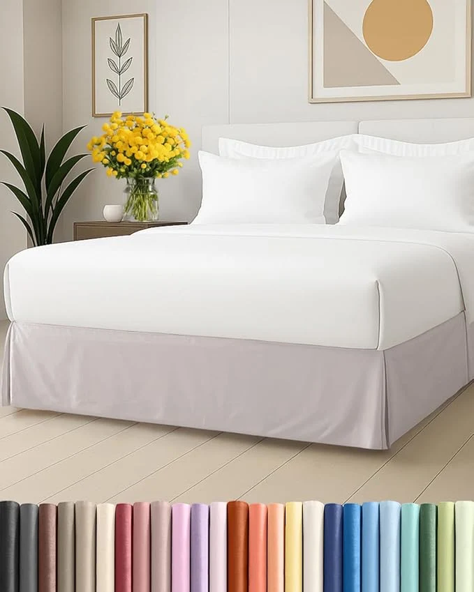 Effective Pleated Bed Skirt Queen Size – 3 Sided Pleated Bed Skirt Queen – Ultra-Soft Easy Fit with 15 Inch Tailored Drop – Hotel Quality Wrinkle amp Fade Resistant – For Women Men Kids and Teens – Light Grey Elegant