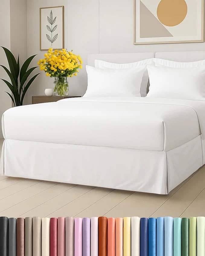 Excellent Pleated Bed Skirt Queen Size – 3 Sided Pleated Bed Skirt Queen – Ultra-Soft Easy Fit with 12 Inch Tailored Drop – Hotel Quality Wrinkle amp Fade Resistant – for Women Men Kids amp Teens – White Long-Lasting
