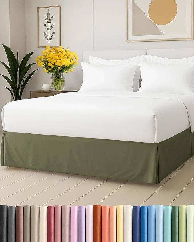 Excellent Pleated Bed Skirt Queen Size – 3 Sided Pleated Bed Skirt Queen – Ultra-Soft Easy Fit with 15 Inch Tailored Drop – Hotel Quality Wrinkle amp Fade Resistant – For Women Men Kids and Teens – Sage Green Convenient