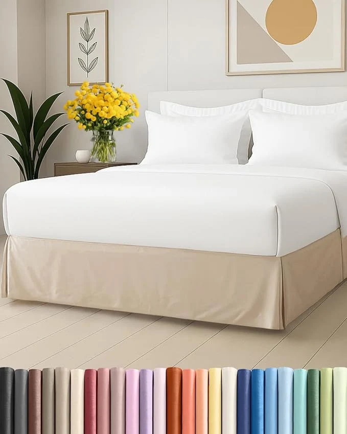Next-Generation Pleated Bed Skirt Queen Size – 3 Sided Pleated Bed Skirt Queen – Ultra-Soft Easy Fit with 15 Inch Tailored Drop – Hotel Quality Wrinkle amp Fade Resistant – For Women Men Kids and Teens – Cream First-Class