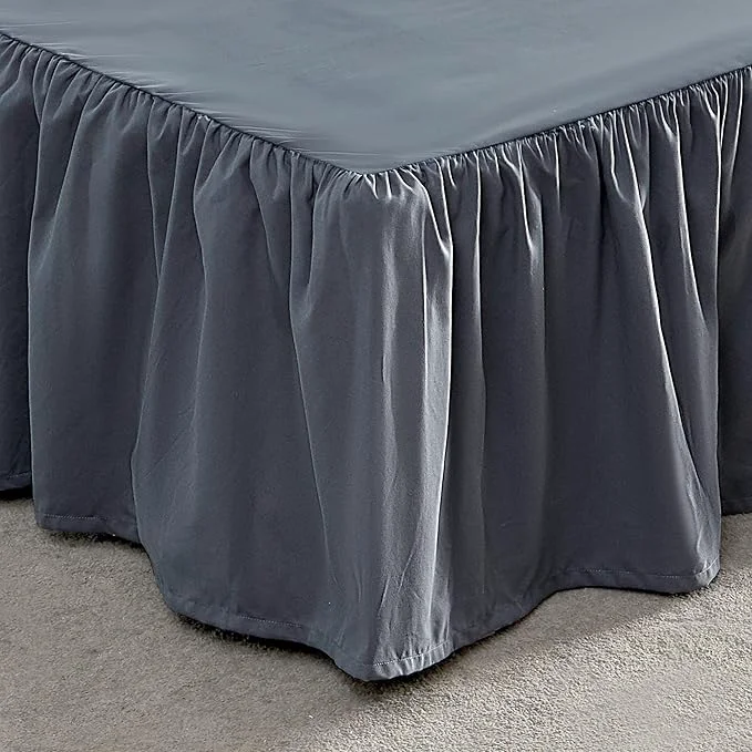 Original Design SLEEP ZONE Ruffled Bed Skirts Full Size Anti-Static Bedskirt Dust Ruffles with 15 inches Tailored Drop Easy Fit Fade Resistant Grey Full High-Quality