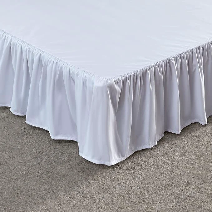 Easy-to-Use SLEEP ZONE Ruffled Bed Skirts Twin Size Anti-Static Bedskirt Dust Ruffles with 15 inches Tailored Drop Easy Fit Fade Resistant White Twin Responsible