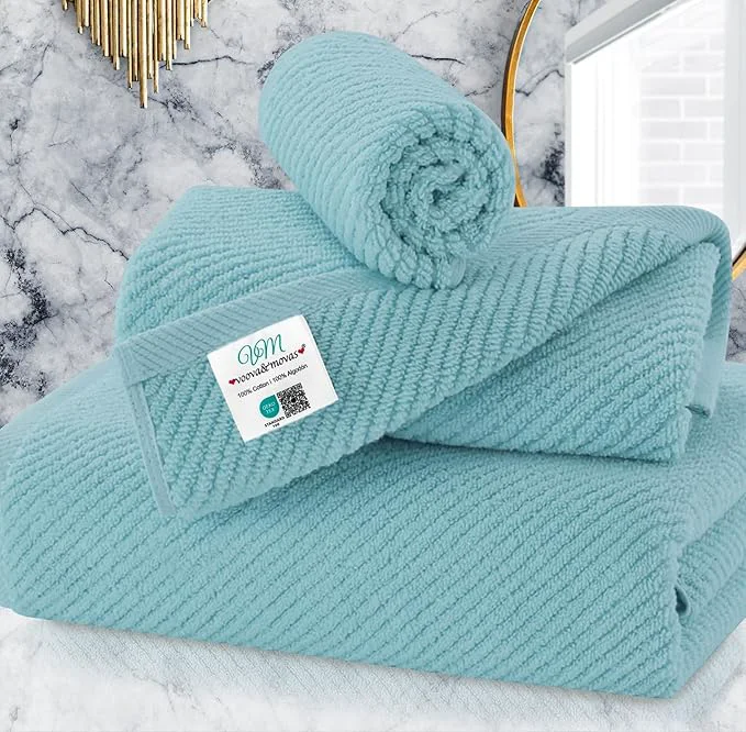 Modern VOOVA MOVAS Bathroom Towels Set Cotton Quick Dry Soft Thick Authentic
