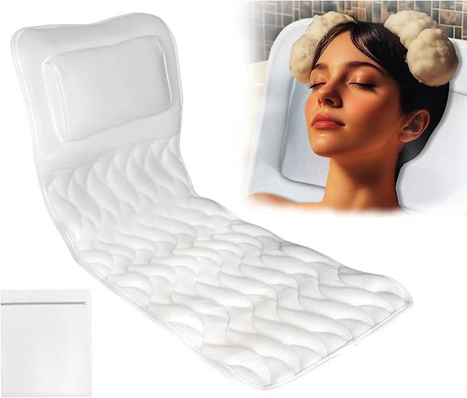 Official EMMTEEY Full Body Bath Pillow for Tub Bathtub Pillow for Head and Neck Support Practical