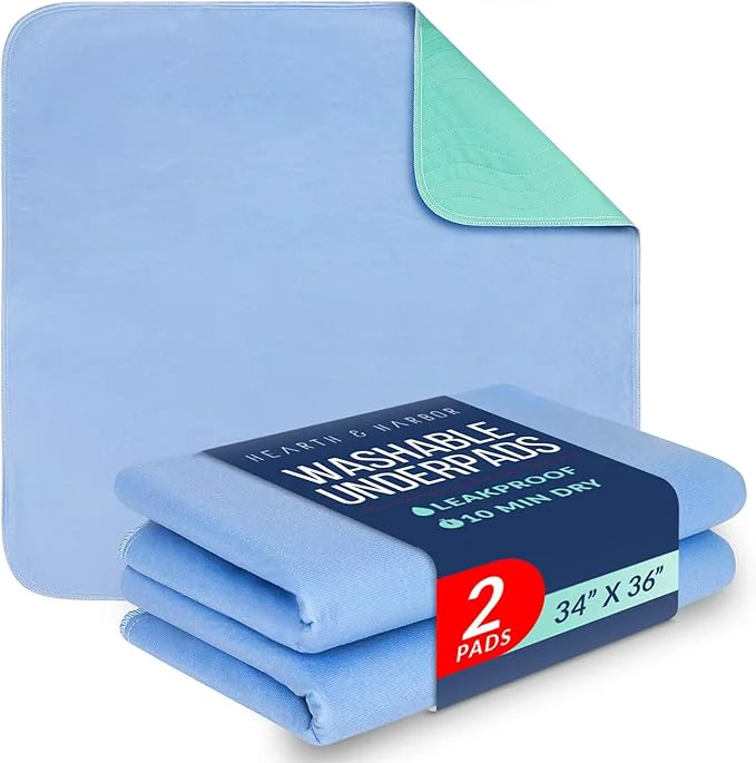 Premium Hearth amp Harbor Incontinence Bed Pads Washable Waterproof 34 x36 Washable Pee Pads for Adults Elderly Kids amp Pets Heavy Absorbency Pads for Beds for Incontinence Adults 2 Pack Reusable Underpads Innovative