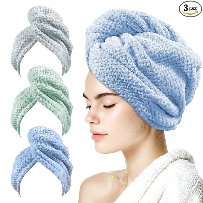 Fast my novel things 3 Pack Microfiber Hair Towel Wrap Refined