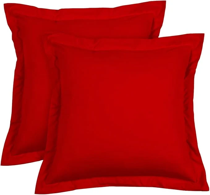 Top-Quality Euro Sham Covers 28×28 Set of 2 Red 600 Thread Count Egyptian Cotton Pack of 2 Euro 28×28 Pillow Covers Cushion Cover Cases Soft Skin Friendly European Size Decorative Square Pillow Shams Fast