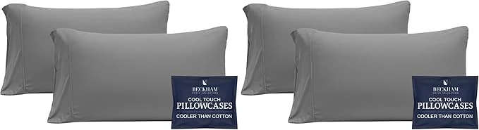 Quality Beckham Hotel Collection Cooling Pillowcases for Hot Sleepers King Size Cool Touch Pillow Cases Hair amp Skin Friendly Dark Gray 4 Pieces Recyclable