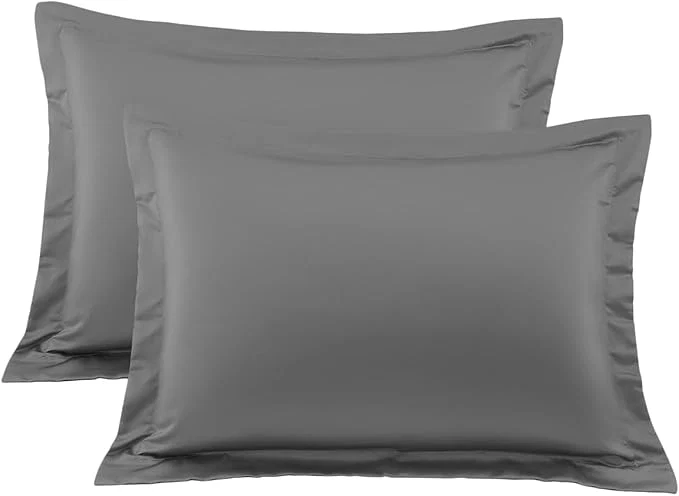 Eco-Friendly King Pillow Shams Set of 2 Dark Grey Pillow Shams King Size 20×36 Pillow Covers Egyptian Cotton 600 Thread Count Soft Skin Friendly Cushion Cover Cases Decorative Pillow Shams for Bed Environmentally Friendly