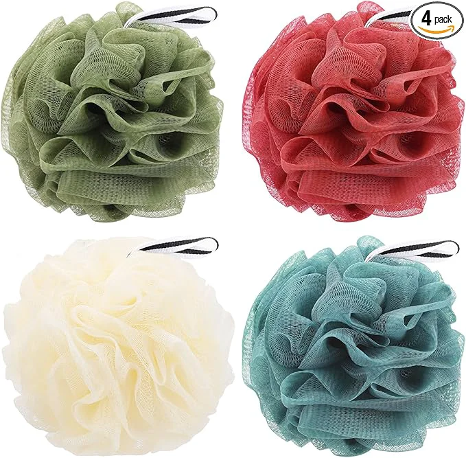 User-Friendly 4 Pack Bath Sponge Bath Shower Loofahs Mesh Pouf Sponge Body Scrubber Specialty