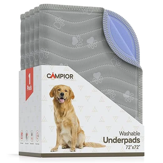 Official Washable Underpads 72 quot x72 quot Pack of 1 – Reusable Waterproof Bed Pads for Pets Kids amp Elderly Extra Heavy Absorbent Incontinence Training amp Bedwetting Pads Non-Slip TPU Backing Grey amp Blue Prestigious