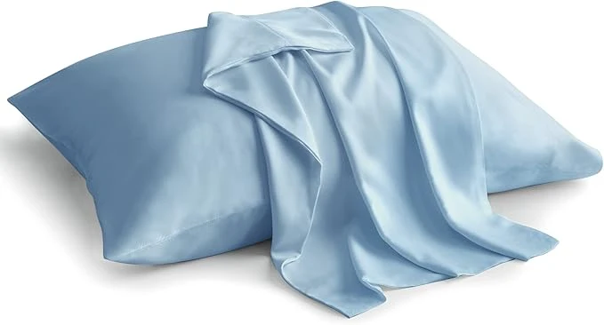 Eco-Friendly BEDELITE Pillow Cases Queen Size Set of 2 Rayon Derived from Bamboo Cooling Pillow Cases for Hot Sleepers amp Night Sweats Breathable and Silky Soft Envelope Pillowcases Blue 20 quot x30 quot Convenient