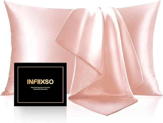 Contemporary INFIIXSO Mulberry Silk Pillow Cases King Size Set of 2 Silk Pillowcase with Hidden Zipper 20 quot x36 quot Smooth and Soft Pillow Case for Hair and Skin Coral 2 Pack Convenient