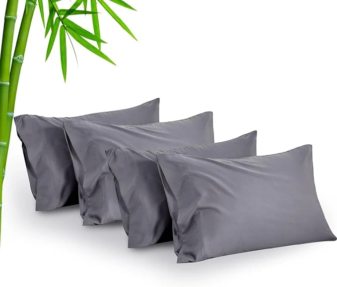 Powerful BEDELITE Cooling Pillow Cases for Hot Sleepers amp Night Sweats Rayon Derived from Bamboo Grey Pillow Cases Queen Size Set of 4 Breathable and Silky Soft Envelope Pillowcases 20 quot x30 quot Contemporary