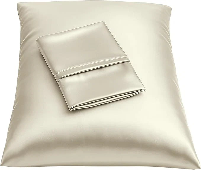 Advanced BLISSFORD Satin Pillowcase with Zipper for Hair and Skin Care Feels Soft and Cool Like a Silk Pillowcase Satin Pillow Cases 2 Pack Slik Pillow Cover Ivory – King Size Set of 2 Original