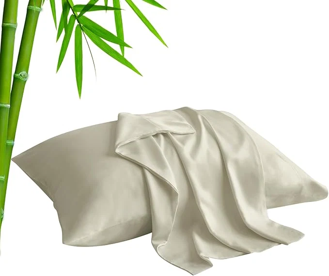 Premium Material BEDELITE Standard Pillow Cases Set of 2 Rayon Derived from Bamboo Cooling Pillow Cases for Hot Sleepers amp Night Sweats Breathable Silky Soft Envelope Pillowcases Linen 20 quot x26 quot Refined