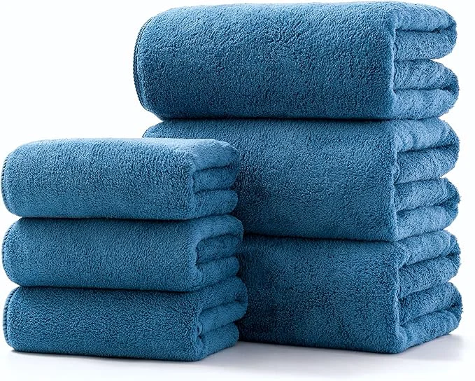 Flexible Lumimi Towel Set of 6 Very Soft Microfiber 3 Bath and 3 Hand Towels Quick Dry Refined