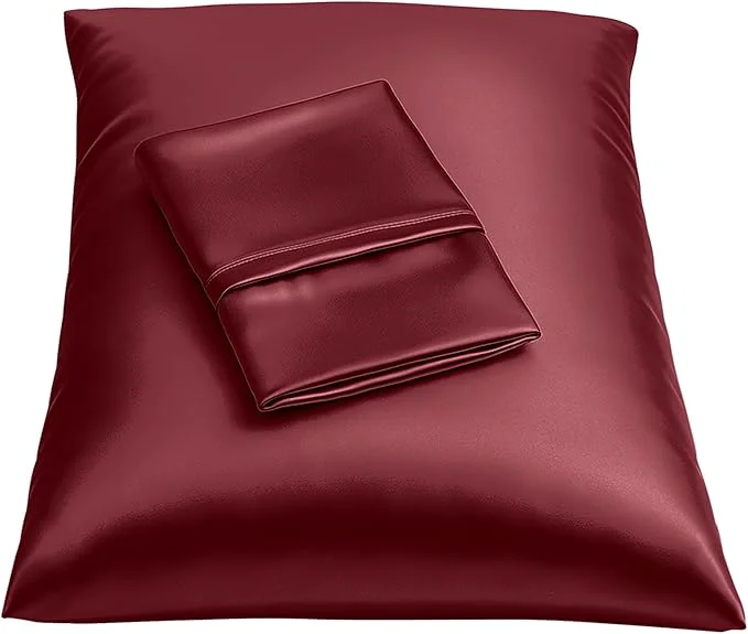 Flexible BLISSFORD Satin Pillowcase with Zipper for Hair and Skin Care Feels Soft and Cool Like a Silk Pillowcase Satin Pillow Cases 2 Pack Slik Pillow Cover Burgundy Queen Set of 2 Next-Generation