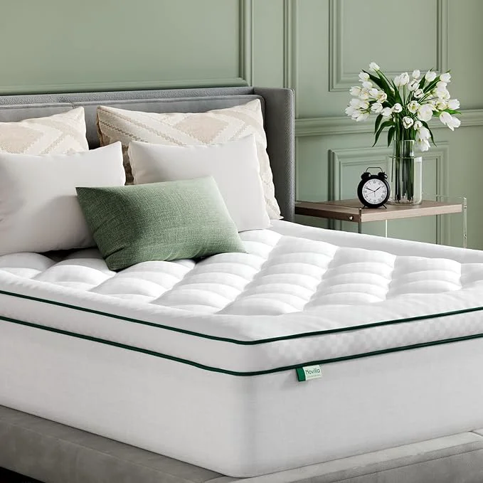 Casual Novilla Queen Mattress Topper Soft Pillow Top for Dorm Bed Breathable Quilted Mattress Pad Cover with Deep Pocket Down Fill Machine Washable Back to School Essentials Elite