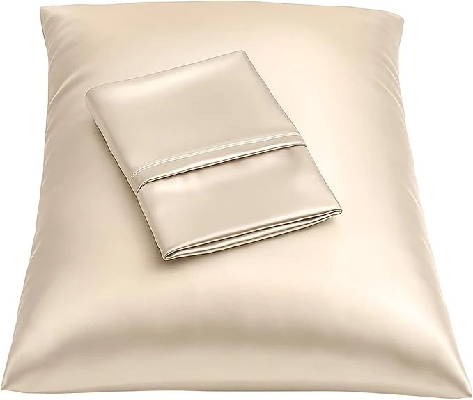 Carefully Designed BLISSFORD Satin Pillowcase with Zipper for Hair and Skin Care Feels Soft and Cool Like a Silk Pillowcase Satin Pillow Cases 2 Pack Slik Pillow Cover Light Beige – Standard Size Set of 2 Classic