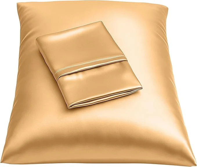 Certified BLISSFORD Satin Pillowcase with Zipper for Hair and Skin Care Feels Soft and Cool Like a Silk Pillowcase Gold Satin Pillow Cases 2 Pack Slik Pillow Cover Standard Size – Set of 2 Outstanding
