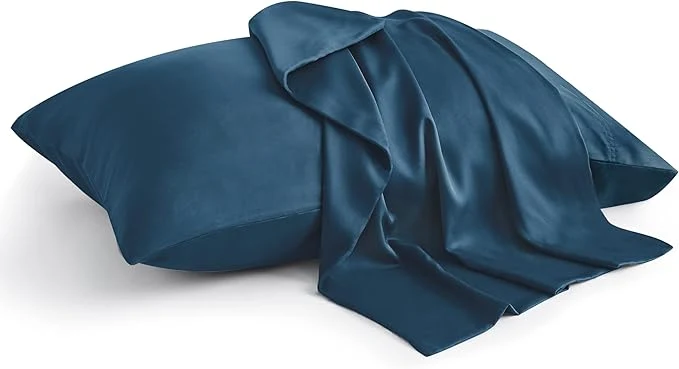 Convenient BEDELITE King Size Pillow Cases Set of 2 Rayon Derived from Bamboo Cooling Pillow Cases for Hot Sleepers amp Night Sweats Breathable and Silky Soft Envelope Pillowcases Navy Blue 20 quot x36 quot Expertly Made