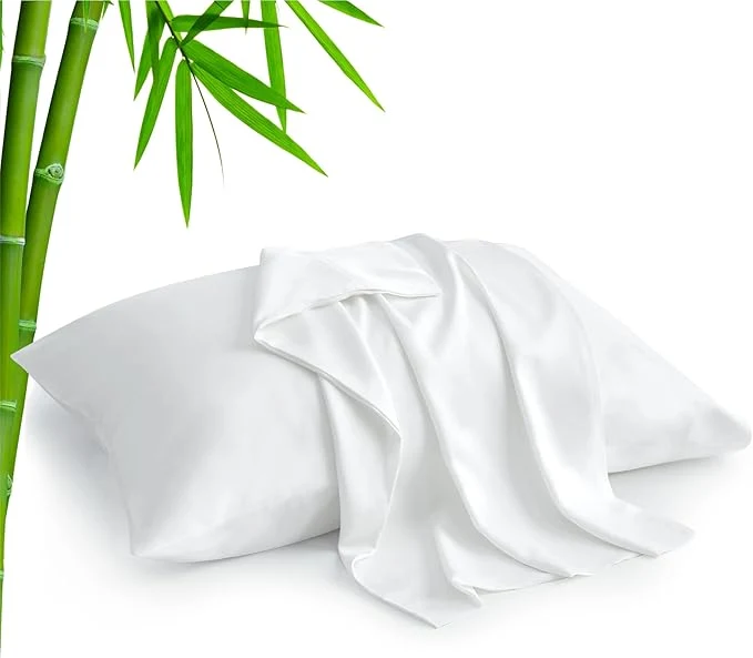 Premium BEDELITE Standard Pillow Cases Set of 2 Rayon Derived from Bamboo Cooling Pillow Cases for Hot Sleepers amp Night Sweats Breathable Silky Soft Envelope Pillowcases White 20 quot x26 quot High-Quality