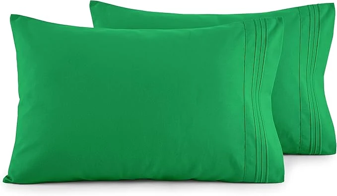 Elite Elegant Comfort Luxury Ultra-Soft 2-Piece Pillowcase Set – 1500 Premium Hotel Quality Microfiber Double Brushed – Wrinkle Resistant Standard Queen Emerald Green Superior