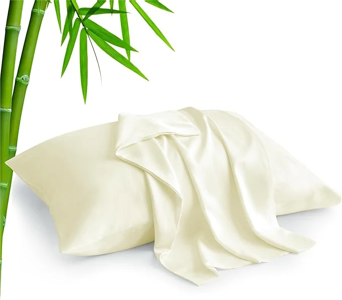 Quality BEDELITE Standard Pillow Cases Set of 2 Rayon Derived from Bamboo Cooling Pillow Cases for Hot Sleepers amp Night Sweats Breathable Silky Soft Envelope Pillowcases Cream 20 quot x26 quot Fast