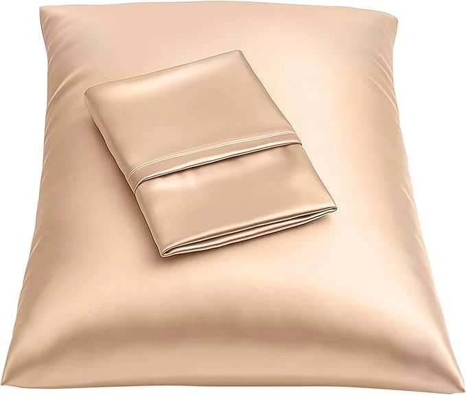 Refined BLISSFORD Satin Pillowcase with Zipper for Hair and Skin Care Feels Soft and Cool Like a Silk Pillowcase Satin Pillow Cases 2 Pack Slik Pillow Cover Champagne Queen Set of 2 Advanced