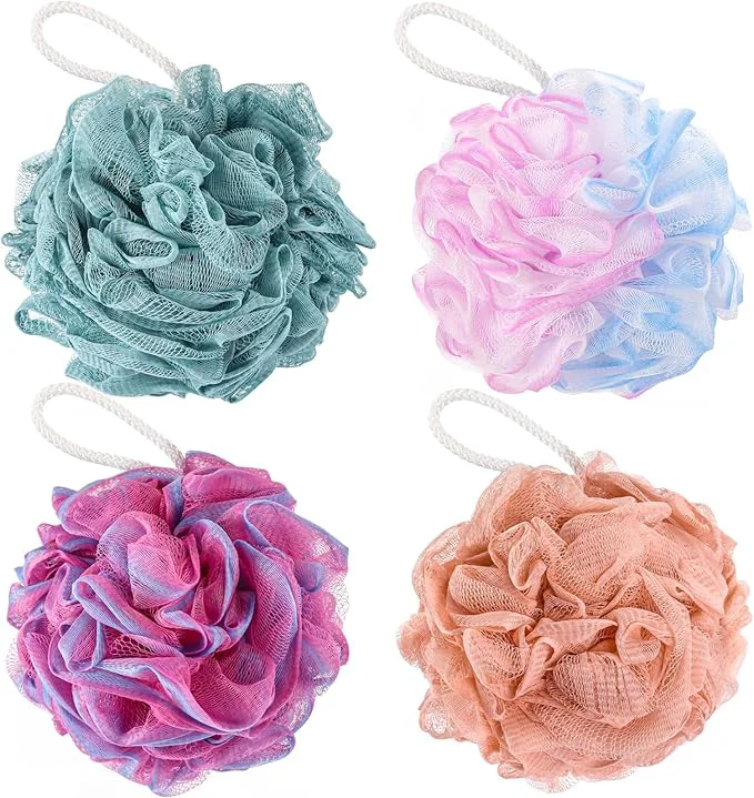 Breathable BTYMS 75g pc Bath Loofah Mesh Puffs Large Body Exfoliating Shower Sponges Versatile