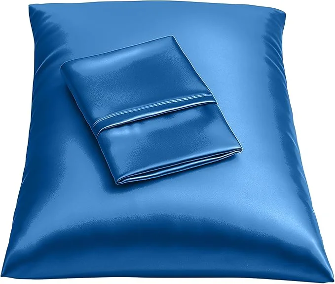 Classic BLISSFORD Royal Blue Satin Pillowcase with Zipper for Hair and Skin Care Feels Soft and Cool Like a Silk Pillowcase Satin Pillow Cases 2 Pack Slik Pillow Cover Queen Size – Set of 2 Sophisticated