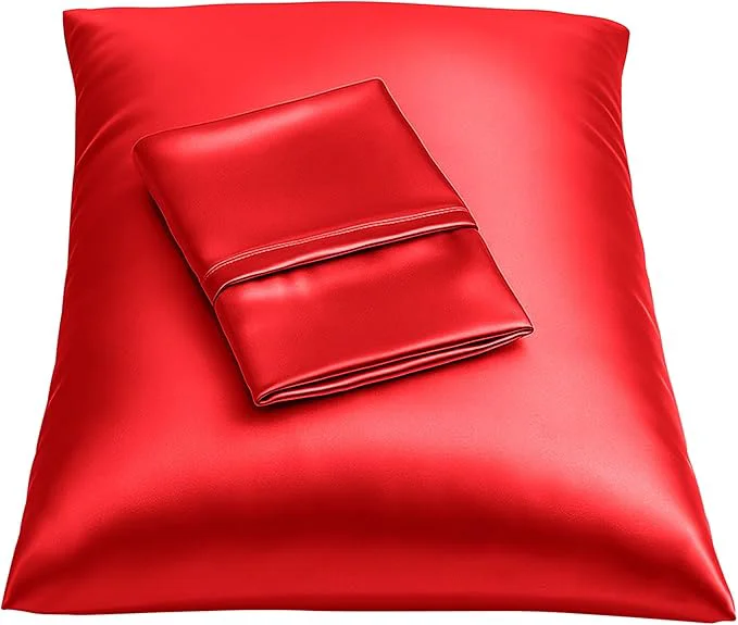 Verified BLISSFORD Satin Pillowcase with Zipper for Hair and Skin Care Feels Soft and Cool Like a Silk Pillowcase Red Satin Pillow Cases Set of 2 Slik Pillow Cover King Size – 2 Pack Superior