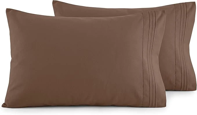 Exclusive Elegant Comfort Luxury Ultra-Soft 2-Piece Pillowcase Set – 1500 Premium Hotel Quality Microfiber Double Brushed – Wrinkle Resistant Standard Queen Taupe Fast