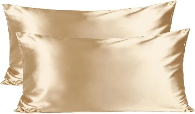 Green YANI Satin Pillowcase for Hair and Skin Care Silk Pillowcase 2 Pack King Size Pillow Cases Set of 2 -Satin Cooling Pillow Covers with Hidden Zipper Floral Print Relaxed
