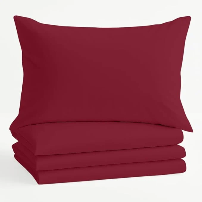 Traditional Comfort Beddings King Pillowcases Set of 4 – Organic Cotton 600 Thread Count Sateen Soft amp Comfy Pillow Covers with Envelope Closure Burgundy King Size 20 x 40 Inches Carefully Designed