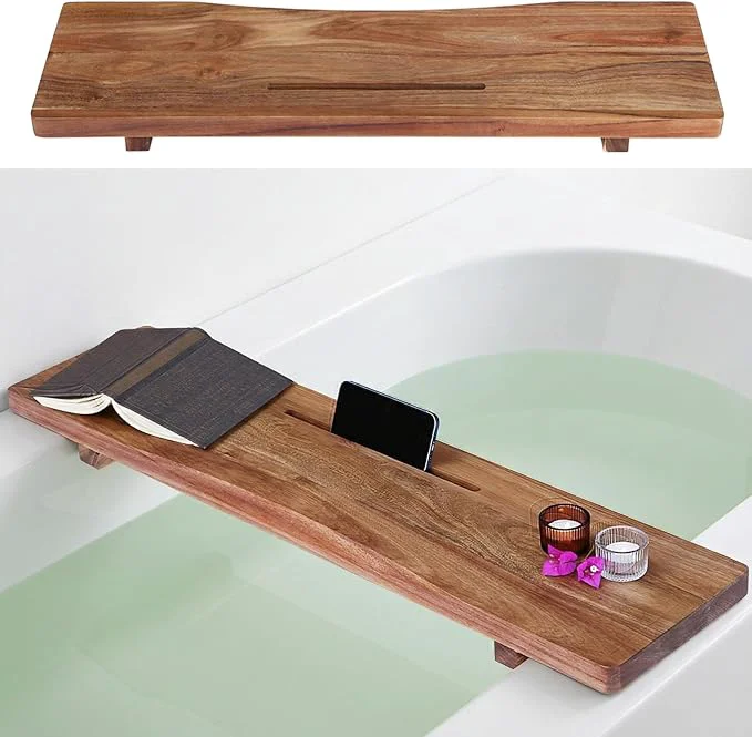Quality Premium Acacia Wood Bathtub Tray Caddy High-Grade