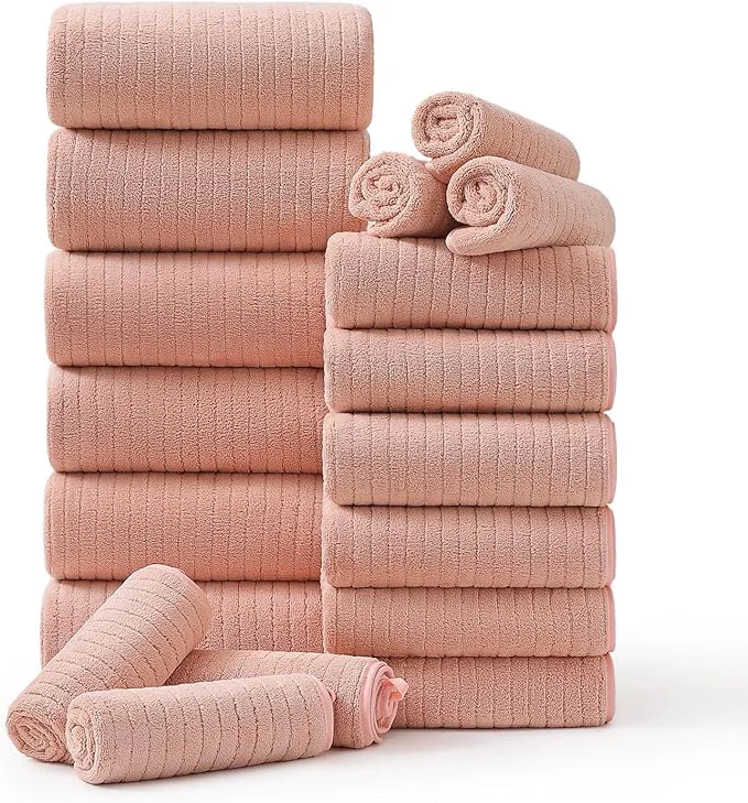 Reliable 18 Piece Family Bath Towel Set Include 6 Bath Towels 6 Hand Towels and 6 Relaxed
